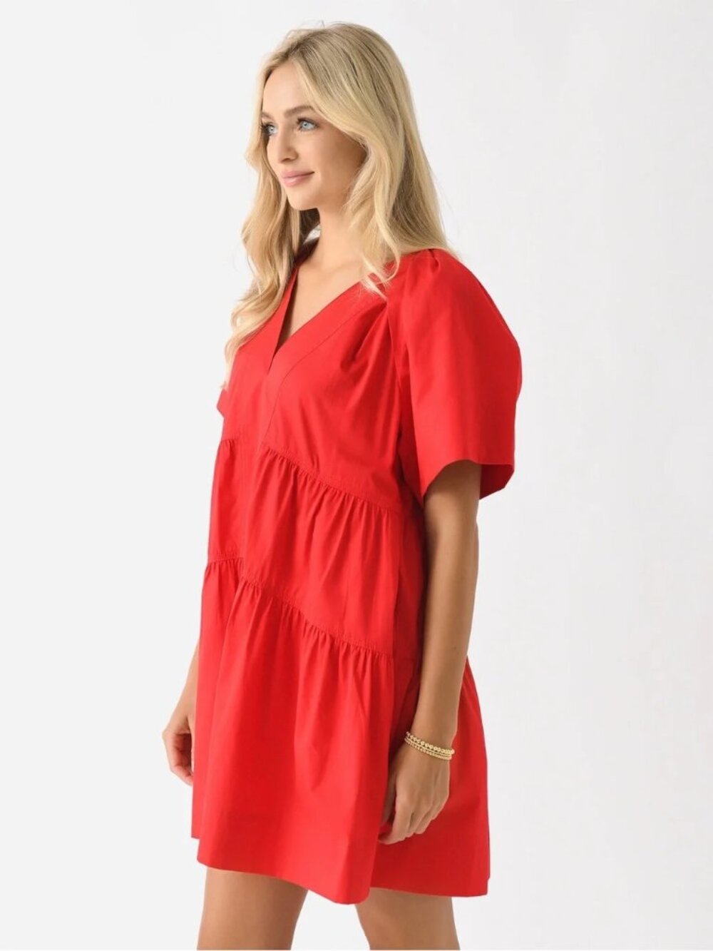 A.L.C. Camila Tiered Poplin Ruffle Dress SZ 6 Red Babydoll Boho Pockets